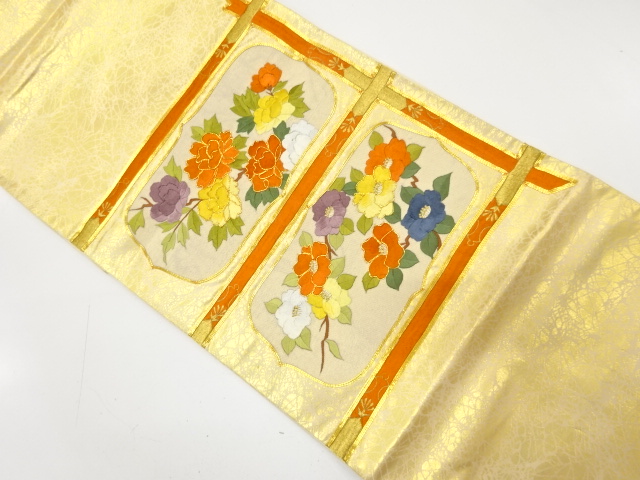 JAPANESE FUKURO OBI / EMBROIDERY / PEONY